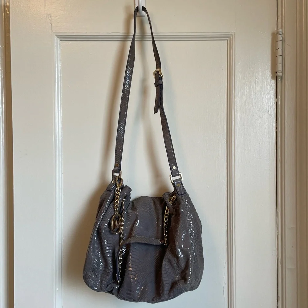 Michael Kors Authenic Dark Grey Reptile Print Bag